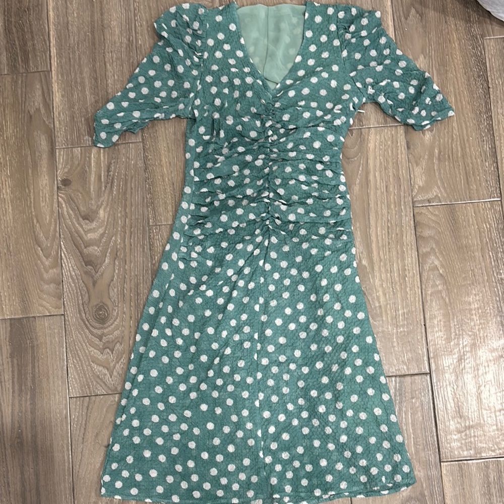 Elegant Green Polka Dot Dress